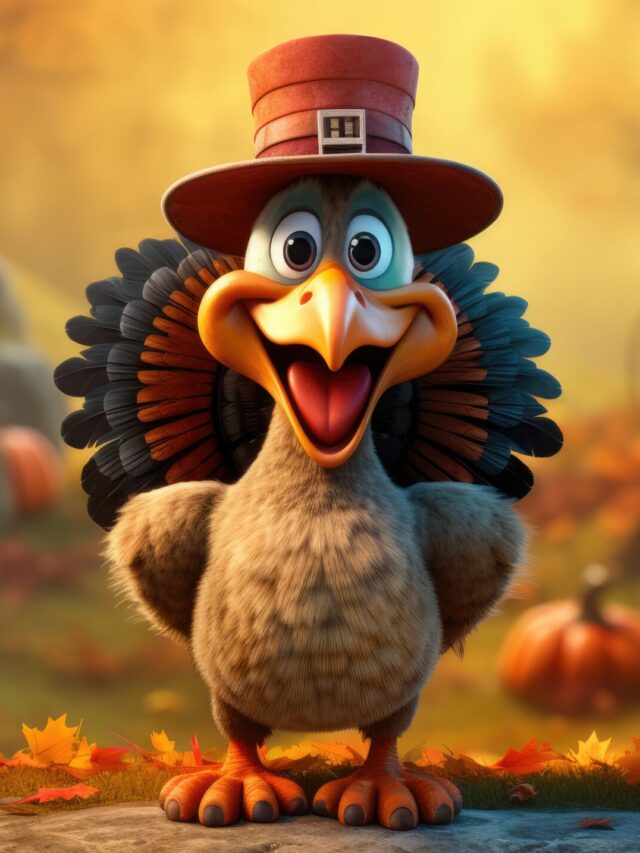 Thanksgiving turkey in funny cartoon style. Happy bird